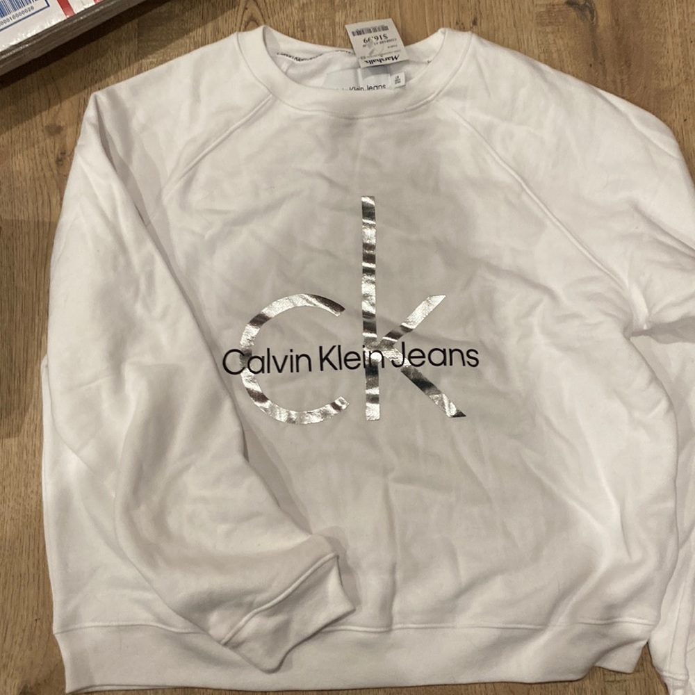 Calvin Klein jeans white sweatshirt size large white